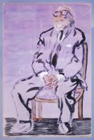 Jelzés nélkül: Ülő férfi. Akvarell, karton, üvegezett keretben 52×42 cm