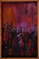 Gábry Albert (1935-2004): Katedrálisban. Olaj, farost, keretben 20×26 cm