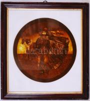 Herczeg István: Bucsu. Olaj, karton, jelzett, üvegezett keretben 40×36 cm