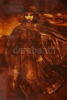 Herczeg István: Bucsu. Olaj, karton, jelzett, üvegezett keretben 40×36 cm