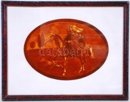 Herczeg István: Hajnali lovaglás. Olaj, karton, jelzett, üvegezett keretben 35×44 cm