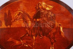 Herczeg István: Hajnali lovaglás. Olaj, karton, jelzett, üvegezett keretben 35×44 cm