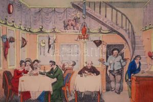 1792 A párizsi Boeuf a la mode étterem reklámja. Kőnyomat. Paszpartuzva, keretben / 
1792 Advertisin...