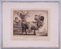 cca 1800 A párizsi Boeuf a la mode étterem reklámja. Kőnyomat. Paszpartuzva, keretben / 
cca 1800 Ad...