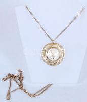 Chaika szovjet nyaklánc óra, 17 köves, működik, szép állapotban, h:43 cm, d:3 cm