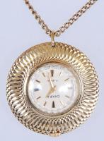 Chaika szovjet nyaklánc óra, 17 köves, működik, szép állapotban, h:43 cm, d:3 cm