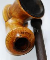 Tajték pipa, jelzett, szár pótolt, h:31 cm