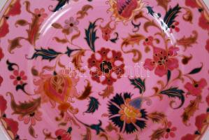 Zsolnay süteményes tányérok 2db, rózsaszín mázas, kézzel festett, hibátlan, jelzett (máz alatt kék Z...