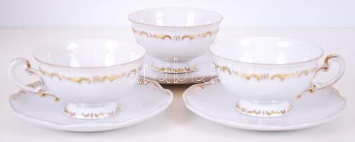 Zsolnay 3 db teáscsésze és csészealj, jelzettek, hibátlanok, kézzel festett