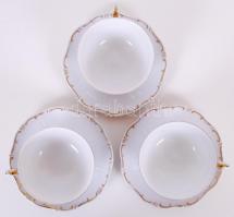 Zsolnay 3 db teáscsésze és csészealj, jelzettek, hibátlanok, kézzel festett