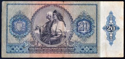 1941.01.15. 20 Pengős bankjegy nyomólemez gyártásához készített vésett pozitív lemez (167x78mm) + tá...