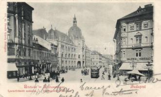 Budapest IX., Üllői út, Iparművészeti múzeum, Valéria Kávéház, villamos, Divald (EK)