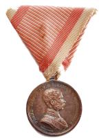 1870- "II. osztályú Ezüst Vitézségi Érem" fémjellel, mellszalagon. Szign.: Tautenhayn T:2 Hungary 1870- Medal for Bravery II class, "Der Tapferkeit" on ribbon with hallmark Sign: Tautenhayn C:XF