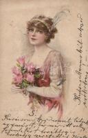 Lady, artist signed (EK)