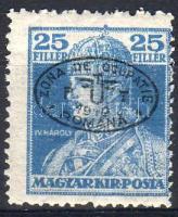;**, ;Magyarország;Megszállási és helyi kiadások;Debrecen 1919 Károly 25f fekete felülnyomás (4.000) / Mi 40b Geprüfte: Dr. Bodor