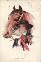 Her sport, female horse rider s: Court Barber, Női lóversenyző s: Court Barber
