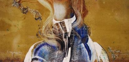 Szász Endre (1926-2003): Hölgy tollas kalapban. Olaj, karton, jelzett, 32,5x40cm