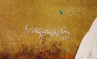 Szász Endre (1926-2003): Hölgy tollas kalapban. Olaj, karton, jelzett, 32,5x40cm