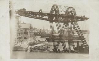 Ship station, construction crane photo