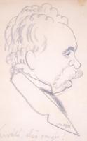 Major Henrik (1895-1948): Kerner István (1867-1929) karmester. Karikatúra, ceruza, papír, jelzett, ü...