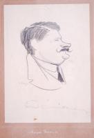 Major Henrik (1895-1948): Déri Ferenc (1874-?) alpolgármester. Karikatúra, ceruza, papír, jelzett, ü...