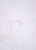 László Gyula (1910-1998): Ormándy Jenő, karmester. Tus, papír, jelzett, üvegezett keretben 30×23 cm