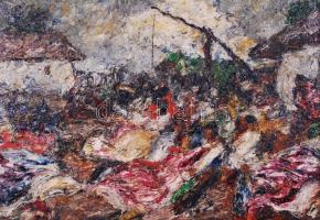 Kotász Károly (1872-1941): Tanya. Olaj, karton, jelzett, keretben 27×32 cm