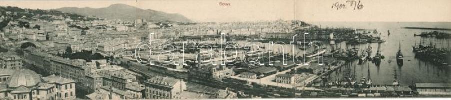 Genova panoramacard, railway station and port