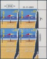 Mail Stamps: Coast Protection with tab in block of 4, Levélbélyeg: Partvédelem tabos négyes tömb