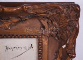 Horváth G. Andor (1876-1966): Iszogató. Olaj, vászon, 2 cm-es szakadással jobb felül, keretben 49×38...