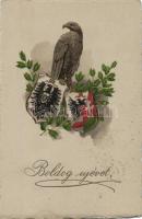 Austrian crest, and the Hungarian Kossuth crest, propaganda, New Year (small tear)