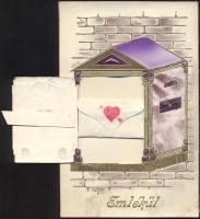 Mechanical greeting card, postbox