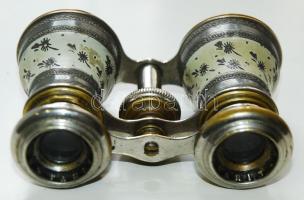 Színházi látcső "Chevalier Paris" felirattal, megviselt állapotban, 11×7 cm