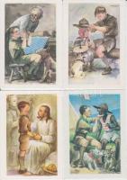 10 db modern motívumlap, Márton L. cserkészlapjainak reprodukciói, mind használatlan és jó állapotban van