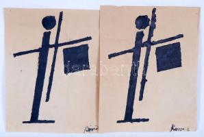 Kassák jelzéssel: Képarchitektúra 2 db. Tus, papír, apró szakadások, 28×22 cm