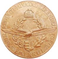 ~1930. "Magyar Királyi Légügyi Hivatal Kirendeltség Emlékül" egyoldalas aranyozott Br plakett (50mm) T:2 Hungary ~1930. "Royal Hungarian Aviation Department Branch-office" commemorative gilt bronze medal (50mm) C:XF