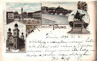 1896 Torino with synagogue litho