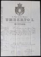 1894 Udinében kiállított olasz nyelvű útlevél /  Italian passport issued in Udine