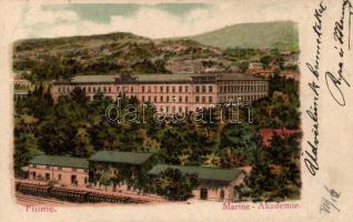 Fiume Marine Academy, railway station litho