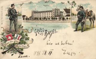 1898 Basel military barracks litho