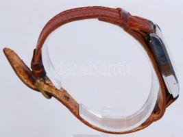 Junghaus acél tokos, másodperc mutatós karóra, bőr szíjjal, működik,