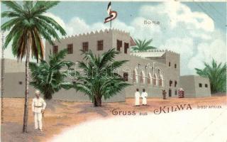 Kilwa, Boma, German colonial postcard litho