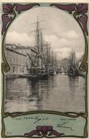 Trieste canal, Art Nouveau litho