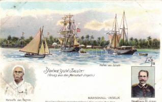 Jaluit port, Dr. Irmer, German colonial postcard litho