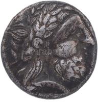 Kelta Birodalom / Pannónia / Dacia i.e.200 Tetradrachma Ag Audoleon típus E: szakállas Zeusz fej jobbra; H: jobbra tartó meztelen lovas, fölötte &quot;pí&quot; motívum (13.2g) T:2 patina RR! Celtic Empire / Pannonia / Dacia 200 BC. Tetradrachm Ag Audoleon type O: laureated and bearded head of Zeus right; R: crested horseman keep to the right above &quot;Pi&quot; motive C:XF patina RRare!