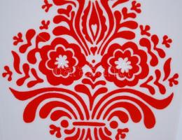 Matricás díszítésű, jelzett Alföldi porcelán pálinkás készlet: egy kulacs és 6db kupica / 
Porcelain...