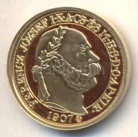 "Magyar aranypénzek utánveretben - Ferenc József jubileumi 100 korona" aranyozott Ag(0.999) emlékérem (5.5g) T:PP csak 2009db!