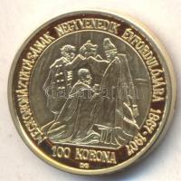 "Magyar aranypénzek utánveretben - Ferenc József jubileumi 100 korona" aranyozott Ag(0.999...