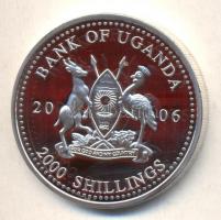 Uganda 2006. 2000Sh Ag "A labdarúgás halhatatlanjainak csarnoka - Brazília 2000-es évek" T...