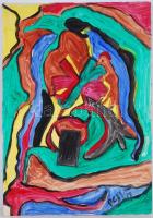 Cs. Németh Miklós jelzéssel: Formák. Olaj, karton, apró gyűrődések, 41×28 cm